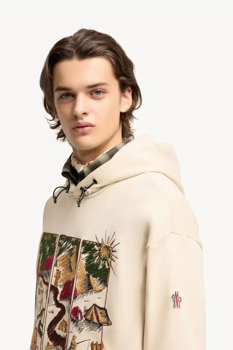 Moncler Grenoble Mountain Landscape Print Cotton Blend Hoodie | Thumbnail 4