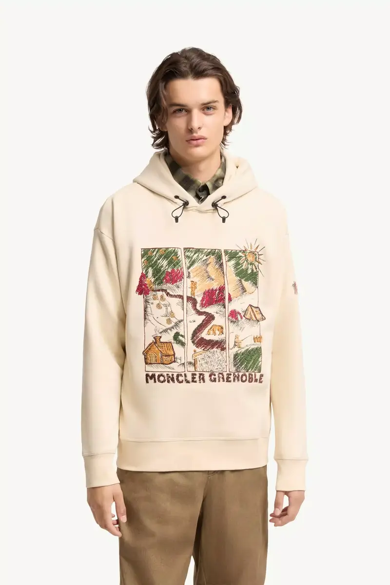 Moncler Grenoble Mountain Landscape Print Cotton Blend Hoodie | Thumbnail 5