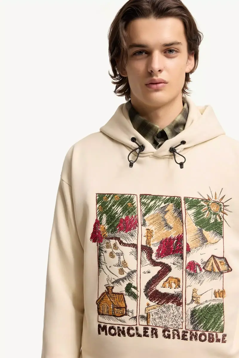 Moncler Grenoble Mountain Landscape Print Cotton Blend Hoodie | Thumbnail 7