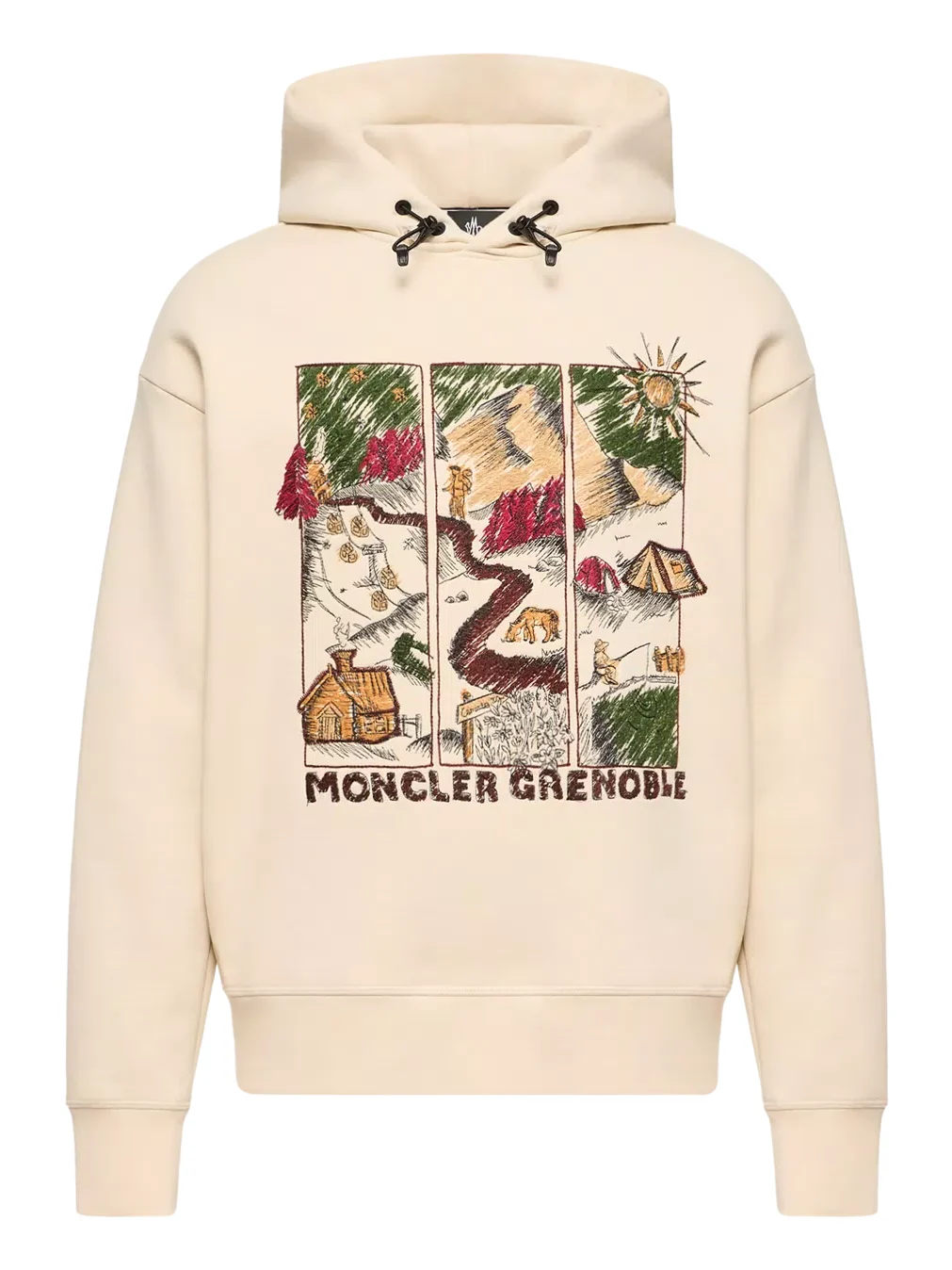 Moncler Grenoble Mountain Landscape Print Cotton Blend Hoodie