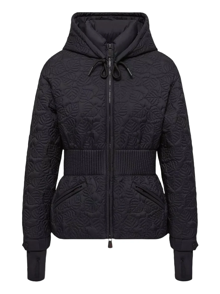 Etaules Leaf Embroidered Hooded Short Down Jacket Etaules Leaf Embroidered Hooded Short Down Jacket