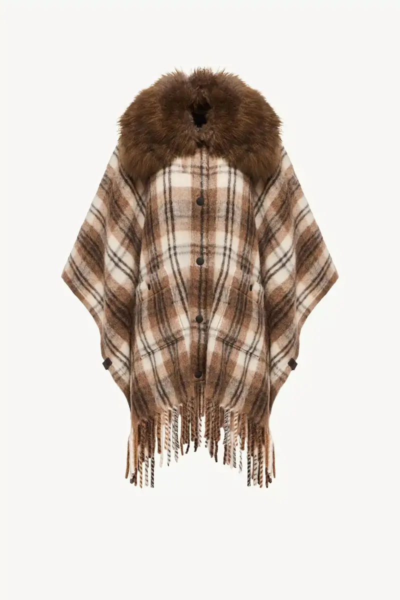 Moncler Grenoble Shearling Collar Mohair, Alpaca & Wool Blend Cape | Thumbnail 2 Moncler Grenoble Shearling Collar Mohair, Alpaca & Wool Blend Cape | Thumbnail 2