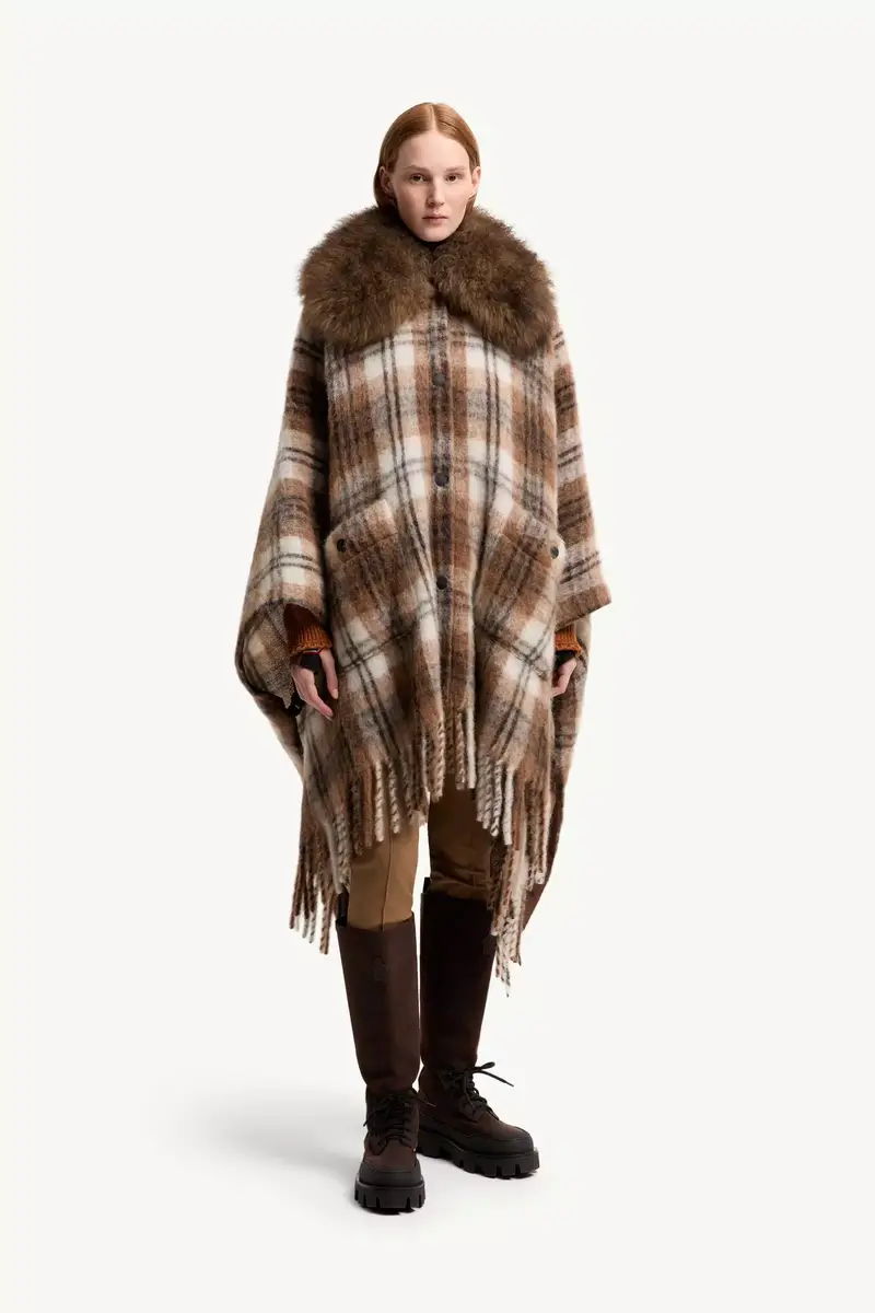 Moncler Grenoble Shearling Collar Mohair, Alpaca & Wool Blend Cape | Thumbnail 5 Moncler Grenoble Shearling Collar Mohair, Alpaca & Wool Blend Cape | Thumbnail 5
