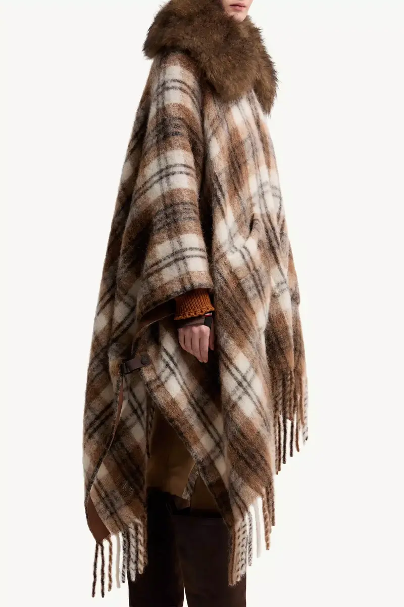 Moncler Grenoble Shearling Collar Mohair, Alpaca & Wool Blend Cape | Thumbnail 7 Moncler Grenoble Shearling Collar Mohair, Alpaca & Wool Blend Cape | Thumbnail 7