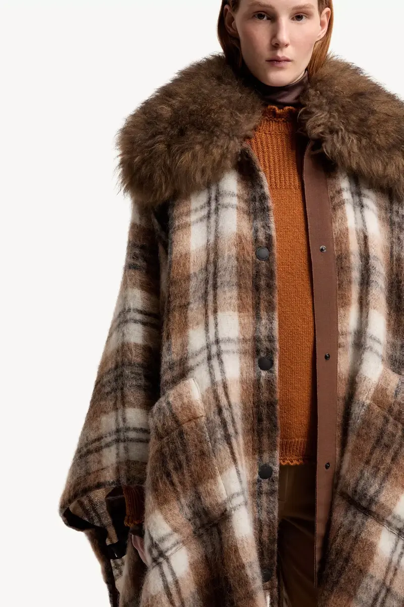 Moncler Grenoble Shearling Collar Mohair, Alpaca & Wool Blend Cape | Thumbnail 8 Moncler Grenoble Shearling Collar Mohair, Alpaca & Wool Blend Cape | Thumbnail 8