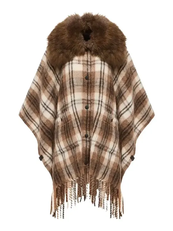 Shearling Collar Mohair, Alpaca & Wool Blend Cape Shearling Collar Mohair, Alpaca & Wool Blend Cape
