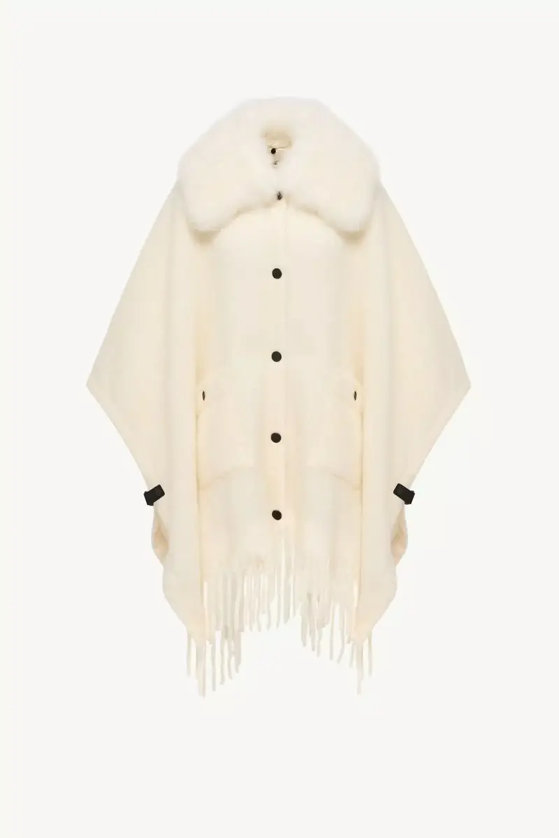 Moncler Grenoble Shearling Collar Mohair, Alpaca & Wool Blend Cape | Thumbnail 2 Moncler Grenoble Shearling Collar Mohair, Alpaca & Wool Blend Cape | Thumbnail 2