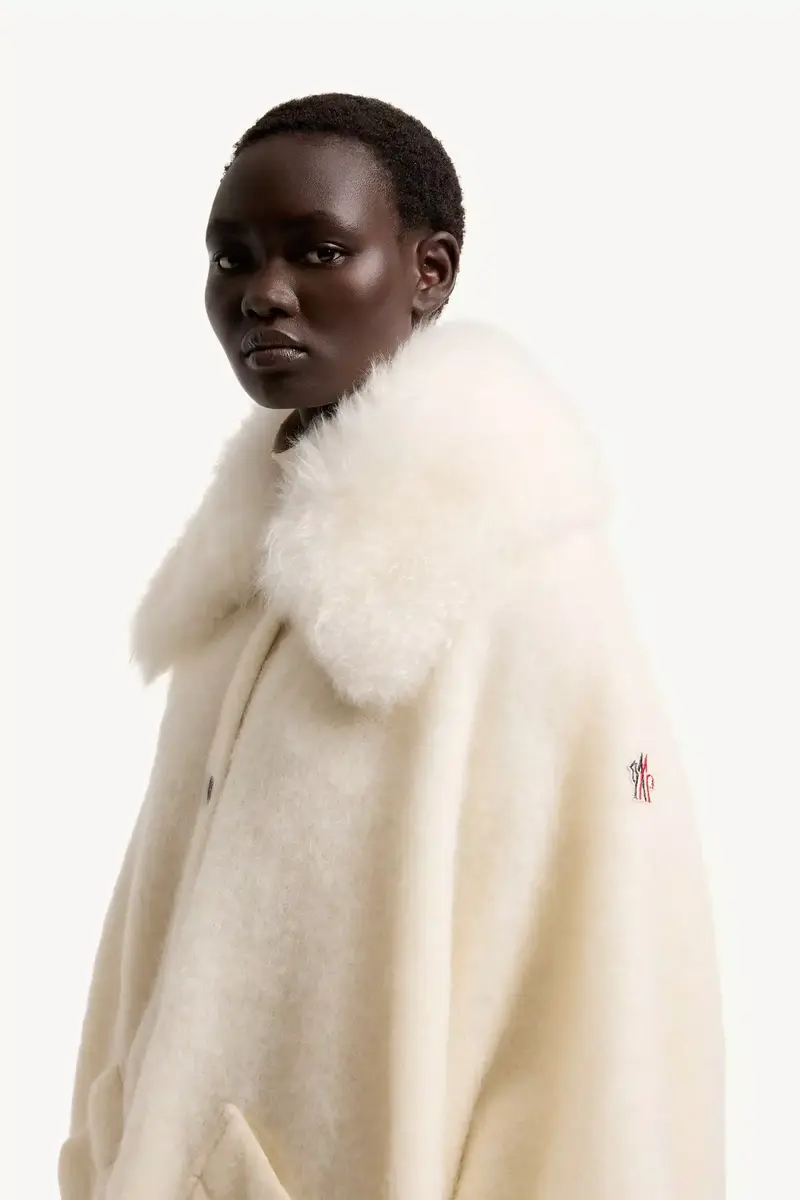 Moncler Grenoble Shearling Collar Mohair, Alpaca & Wool Blend Cape | Thumbnail 4 Moncler Grenoble Shearling Collar Mohair, Alpaca & Wool Blend Cape | Thumbnail 4