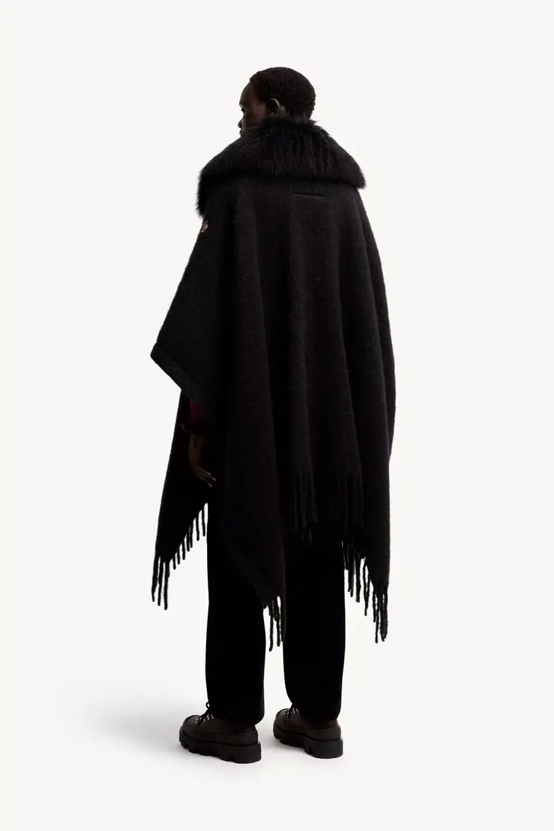 Moncler Grenoble Shearling Collar Mohair, Alpaca & Wool Blend Cape | Thumbnail 6 Moncler Grenoble Shearling Collar Mohair, Alpaca & Wool Blend Cape | Thumbnail 6
