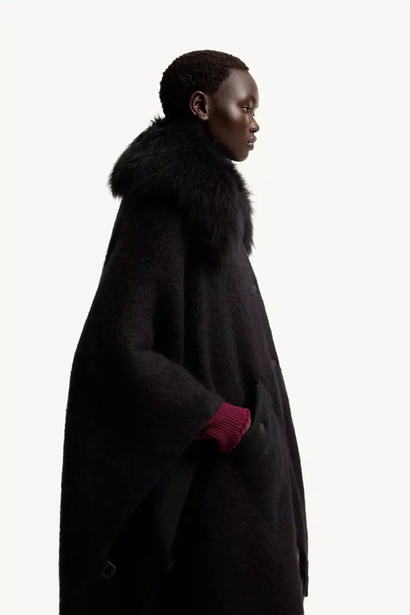 Moncler Grenoble Shearling Collar Mohair, Alpaca & Wool Blend Cape | Thumbnail 7 Moncler Grenoble Shearling Collar Mohair, Alpaca & Wool Blend Cape | Thumbnail 7