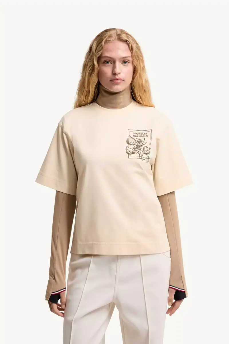 Moncler Grenoble Flower Print Cotton Blend T-shirt | Thumbnail 5