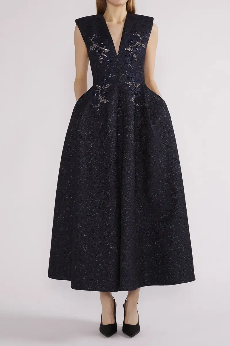 Huishan Zhang Kyle Midi Dress - Navy | Thumbnail 2 Huishan Zhang Kyle Midi Dress - Navy | Thumbnail 2