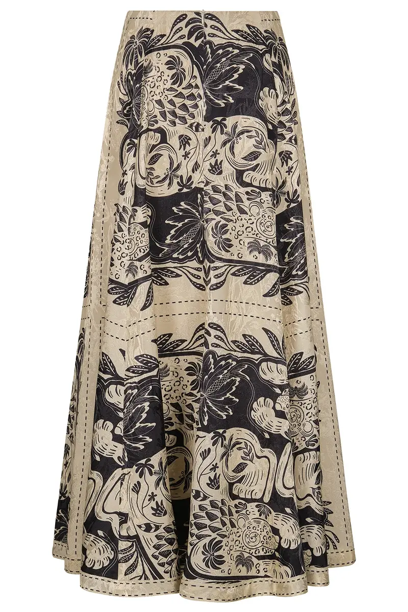 Johanna Ortiz Encanto De Isla Ankle Skirt - Ecru Black | Thumbnail 3