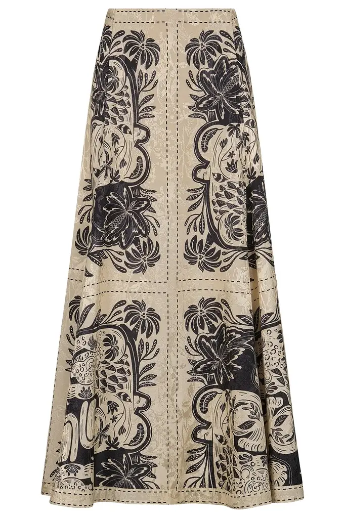 Johanna Ortiz Encanto De Isla Ankle Skirt - Ecru Black