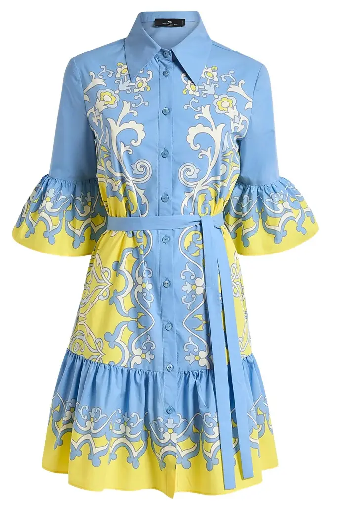 Etro Ornamental Print Belted Mini Dress