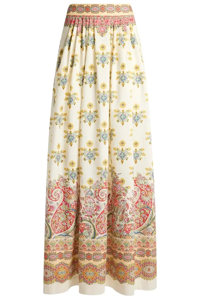 Etro Paisley Border Print Maxi Skirt
