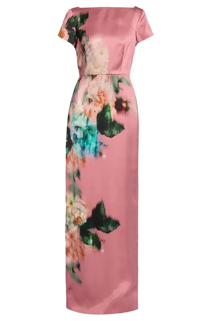 Erdem Floral Duchess Short Sleeve Gown