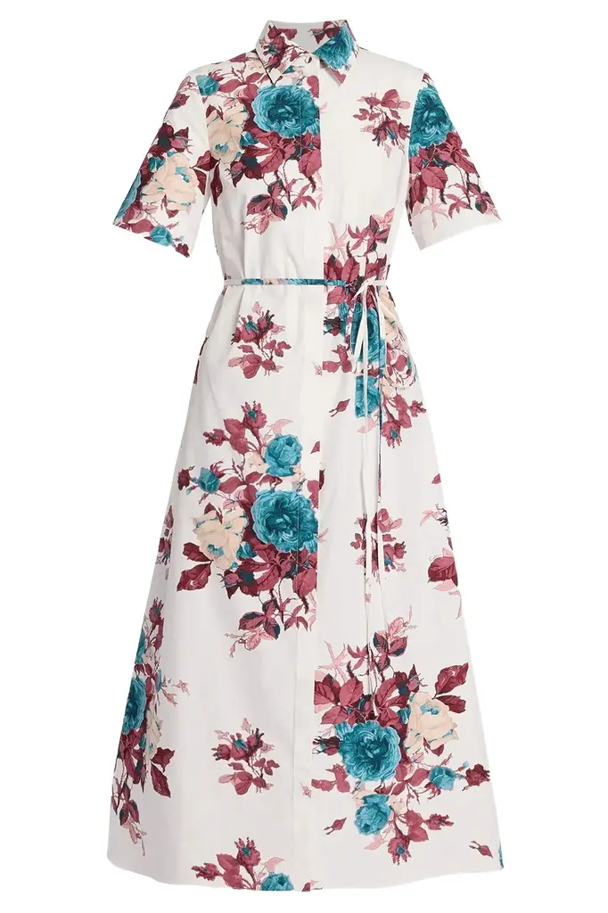 Erdem Floral Short Sleeve Maxi Dress