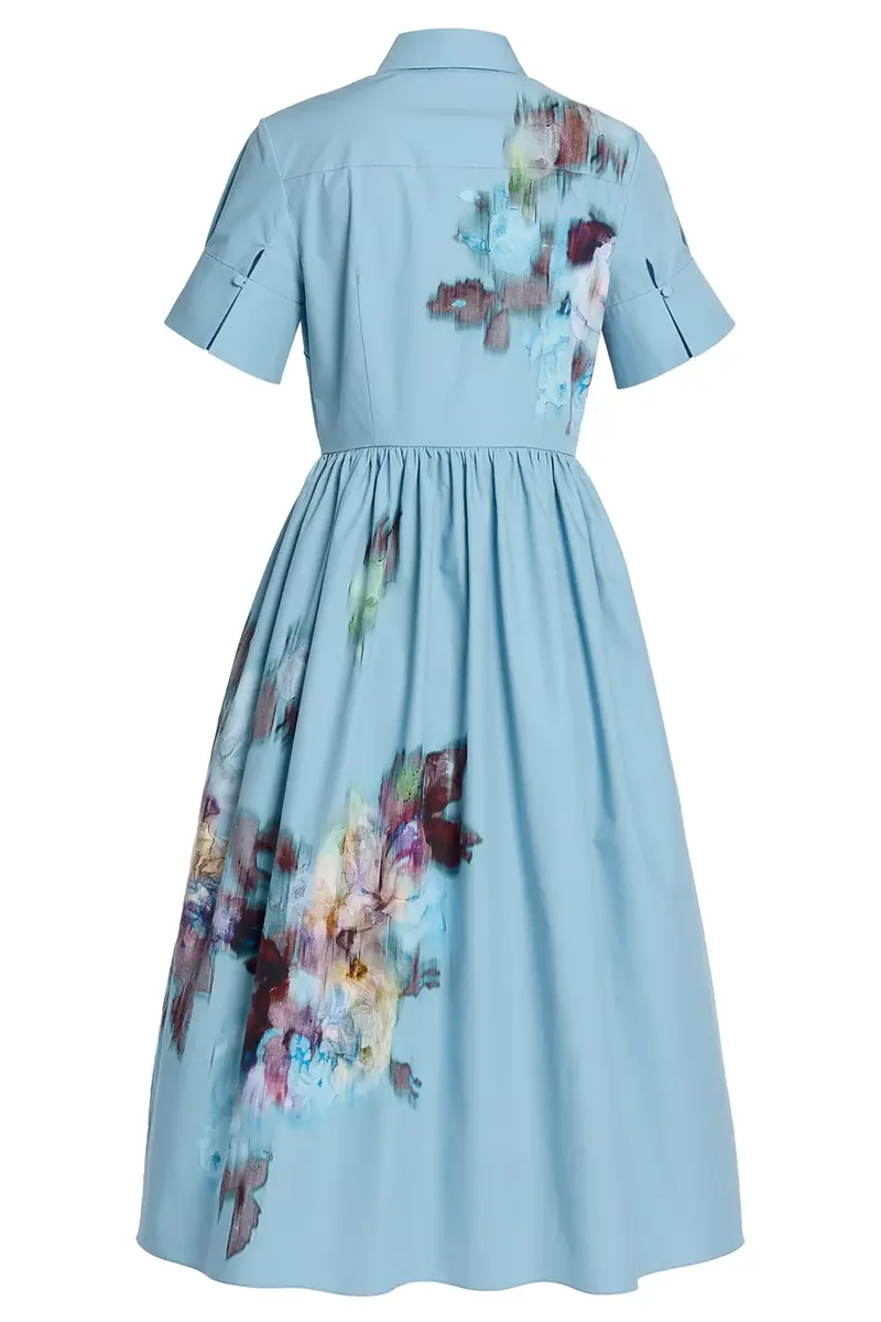 Erdem Floral Poplin Short Sleeve Midi Shirt Dress | Thumbnail 2 Erdem Floral Poplin Short Sleeve Midi Shirt Dress | Thumbnail 2