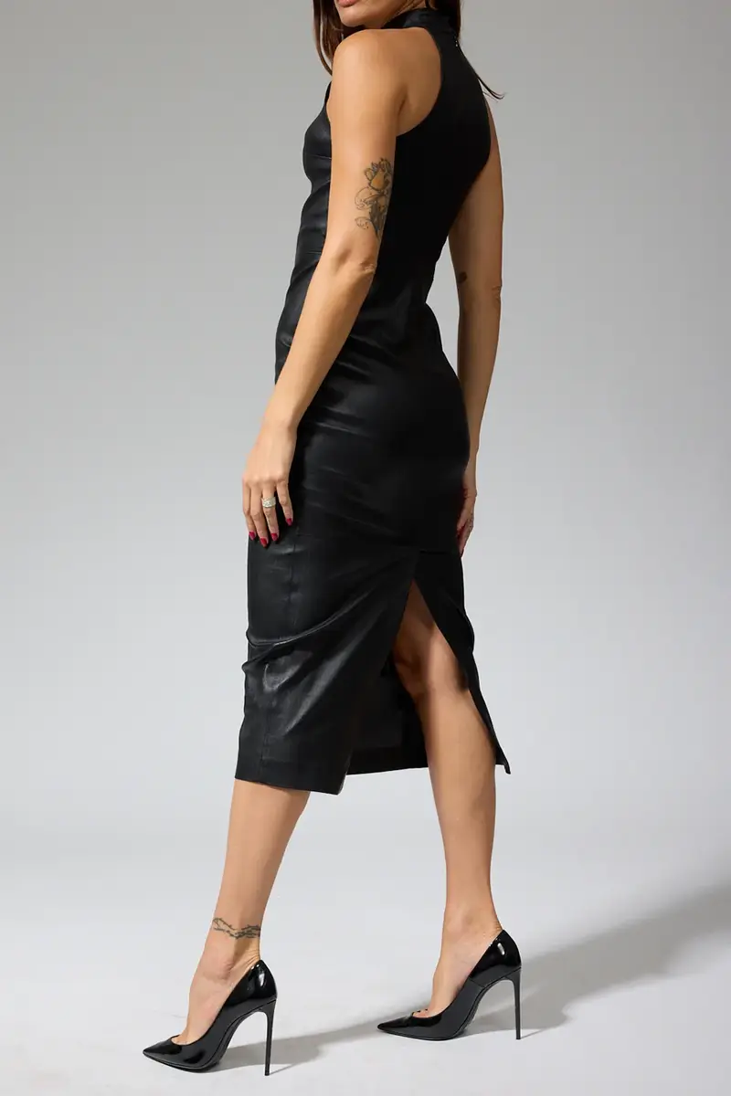 Sprwmn Pamela Leather Midi Dress | Thumbnail 3