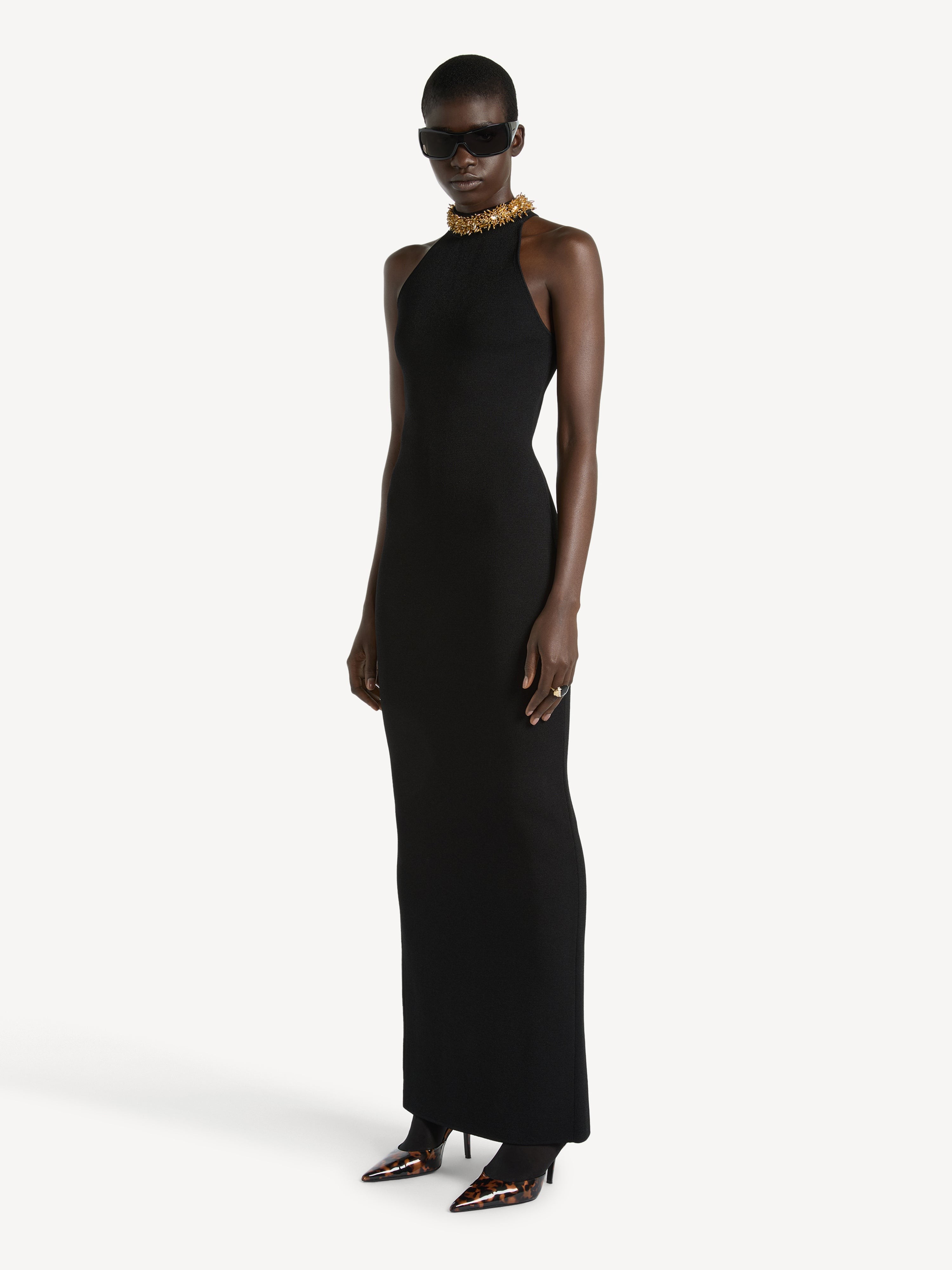 Balmain Long Milano jersey dress with embroidery