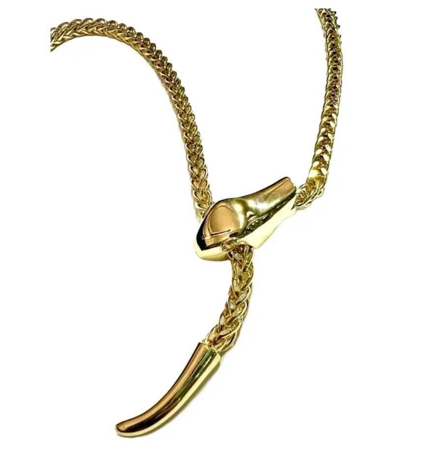 Wish Fine Jewelry 14K Gold Plain Extra Thick Snake Necklace