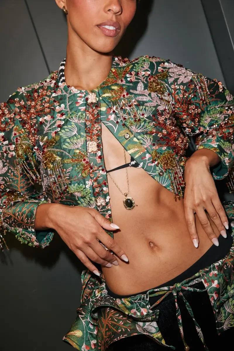 PatBo ROSALIE JACQUARD FLORAL EMBROIDERED CROPPED JACKET (RUNWAY) | Thumbnail 2