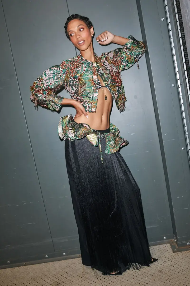 PatBo ROSALIE JACQUARD FLORAL EMBROIDERED CROPPED JACKET (RUNWAY) | Thumbnail 3