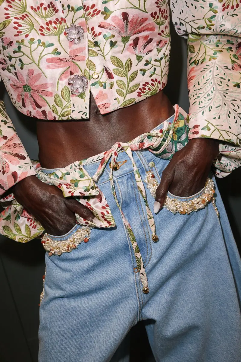 PatBo WAVES EMBROIDERED DENIM PANTS (RUNWAY) | Thumbnail 3 PatBo WAVES EMBROIDERED DENIM PANTS (RUNWAY) | Thumbnail 3
