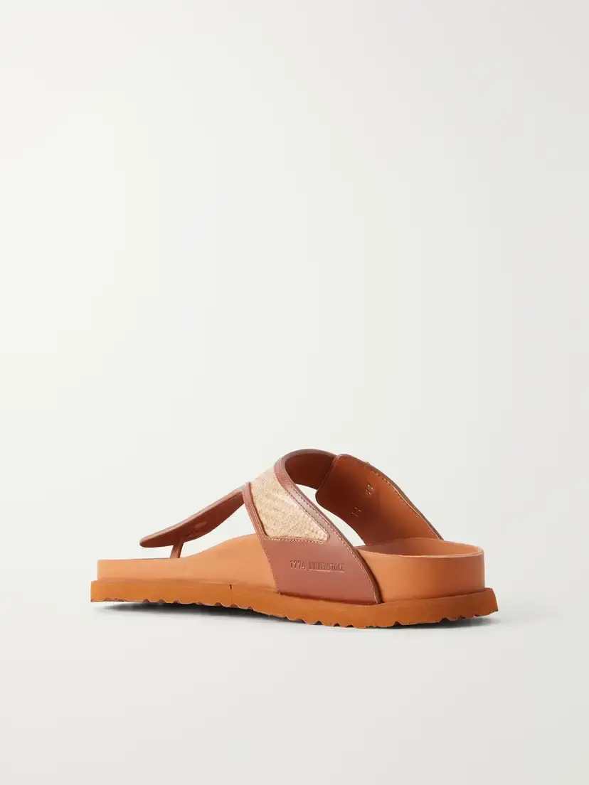 Birkenstock 1774 Gizeh Framed Leather-trimmed Raffia Sandals | Thumbnail 3 Birkenstock 1774 Gizeh Framed Leather-trimmed Raffia Sandals | Thumbnail 3