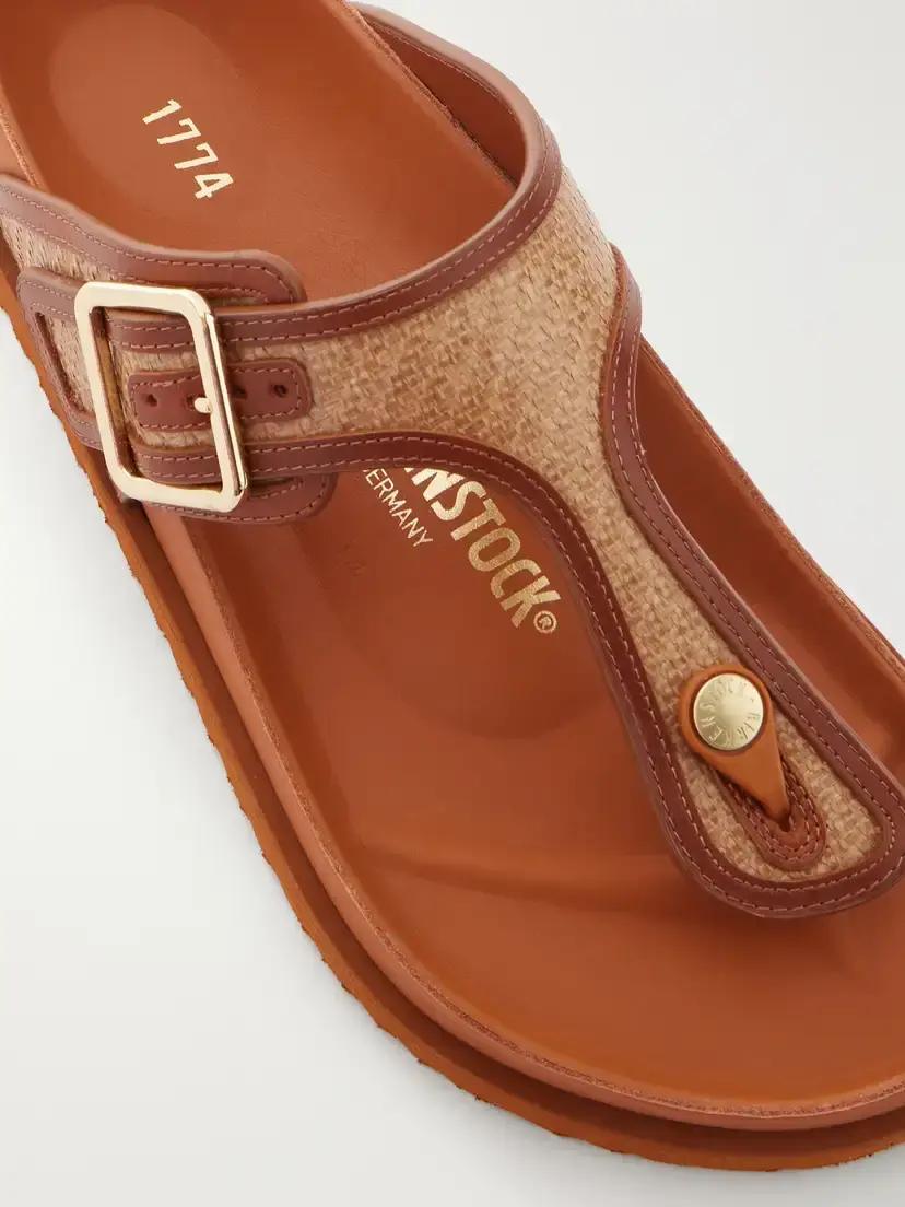 Birkenstock 1774 Gizeh Framed Leather-trimmed Raffia Sandals | Thumbnail 5 Birkenstock 1774 Gizeh Framed Leather-trimmed Raffia Sandals | Thumbnail 5