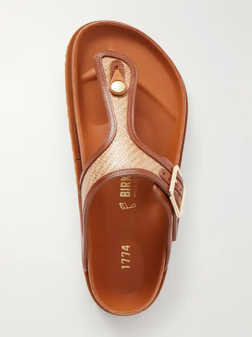 Birkenstock 1774 Gizeh Framed Leather-trimmed Raffia Sandals | Thumbnail 6 Birkenstock 1774 Gizeh Framed Leather-trimmed Raffia Sandals | Thumbnail 6