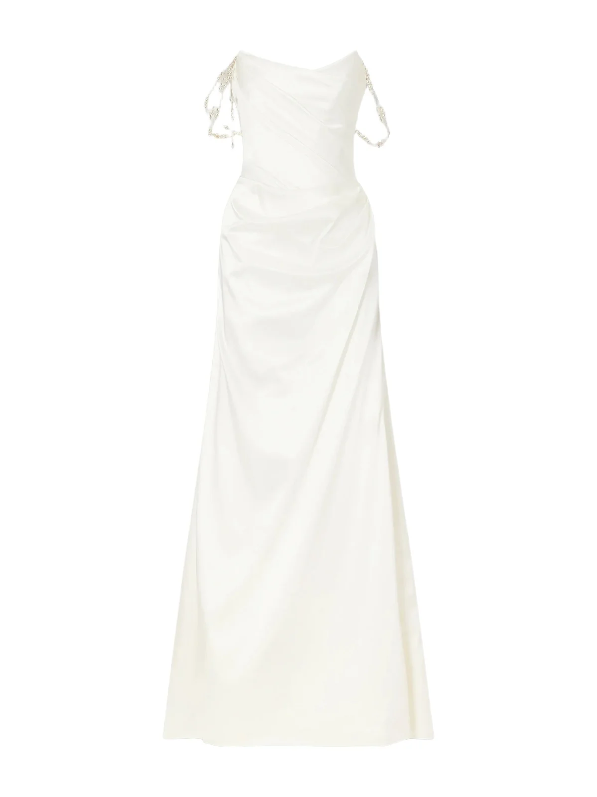 Pearl-embellished Satin Gown Pearl-embellished Satin Gown