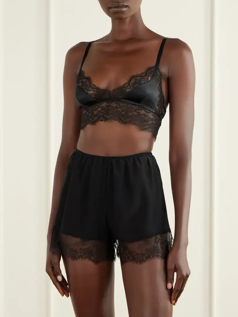 Dolce & Gabbana Lace-trimmed Silk-blend Satin Bra | Thumbnail 2