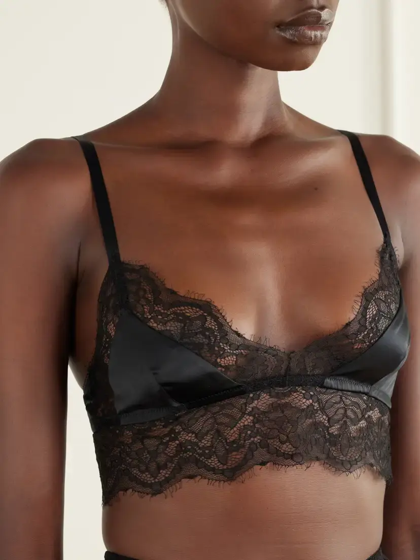 Dolce & Gabbana Lace-trimmed Silk-blend Satin Bra | Thumbnail 5