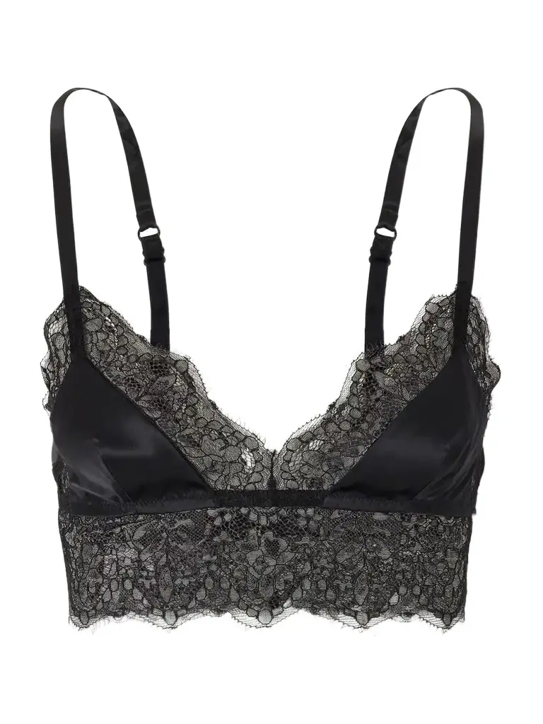 Lace-trimmed Silk-blend Satin Bra Lace-trimmed Silk-blend Satin Bra