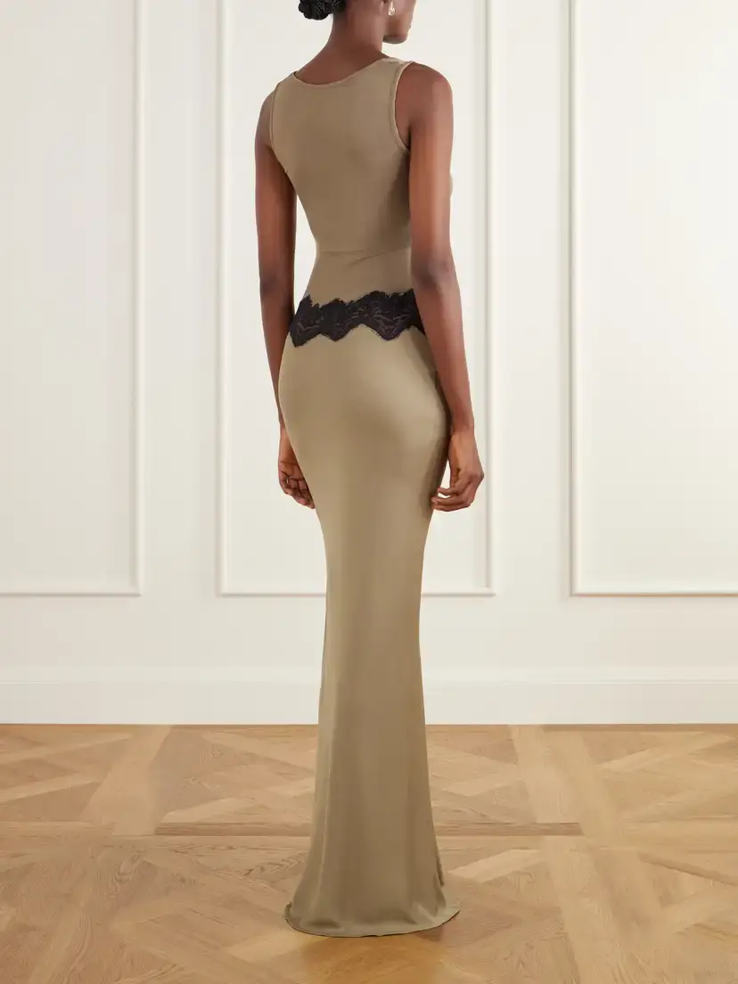 Christopher Esber Verner Cut-out Ribbed Lace-trimmed Jersey Midi Dress | Thumbnail 3