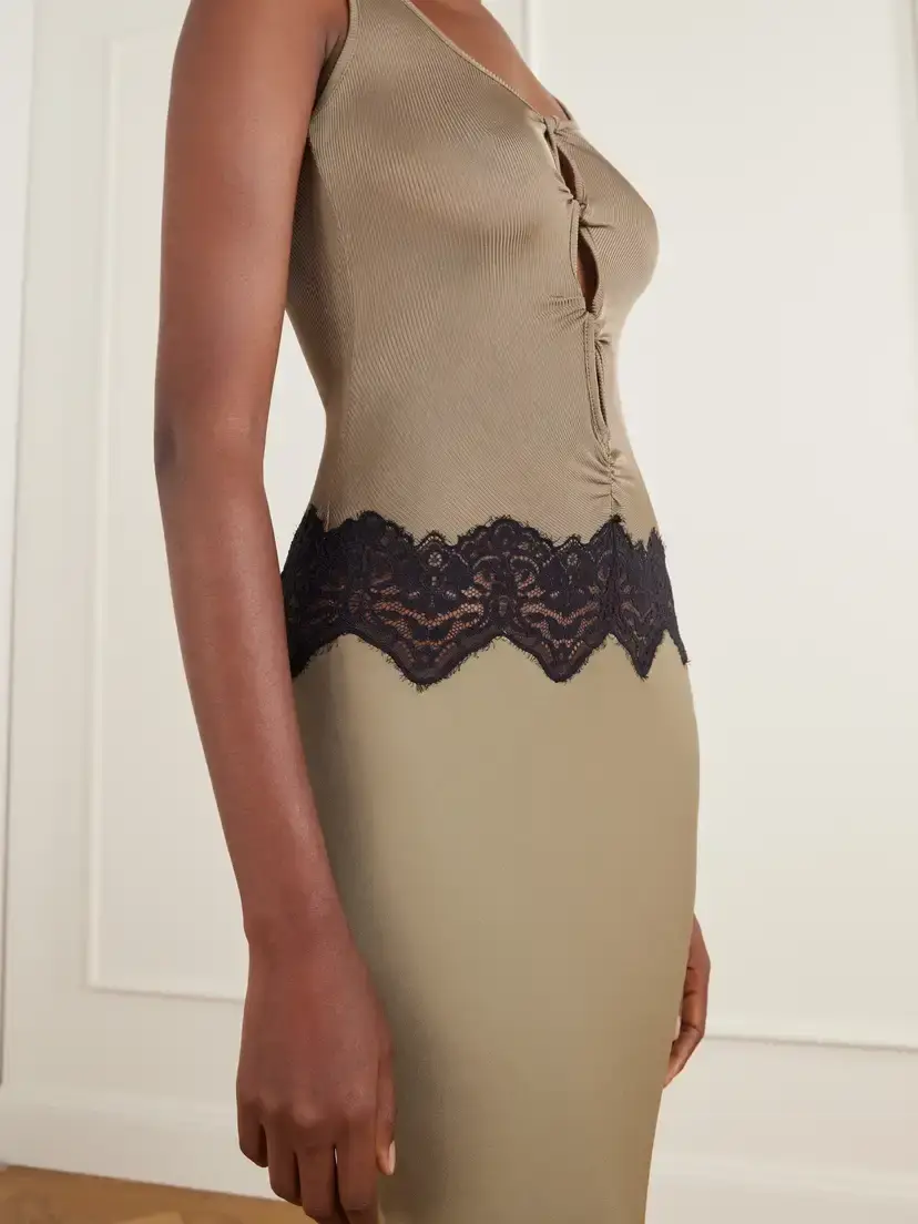 Christopher Esber Verner Cut-out Ribbed Lace-trimmed Jersey Midi Dress | Thumbnail 4