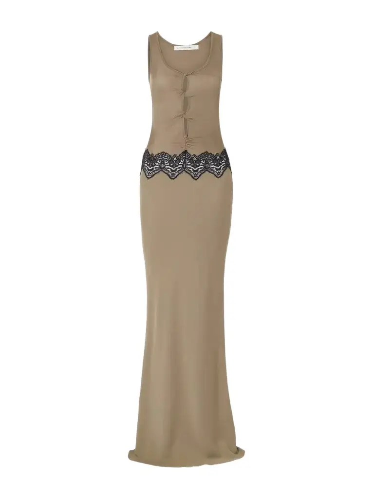 Christopher Esber Verner Cut-out Ribbed Lace-trimmed Jersey Midi Dress