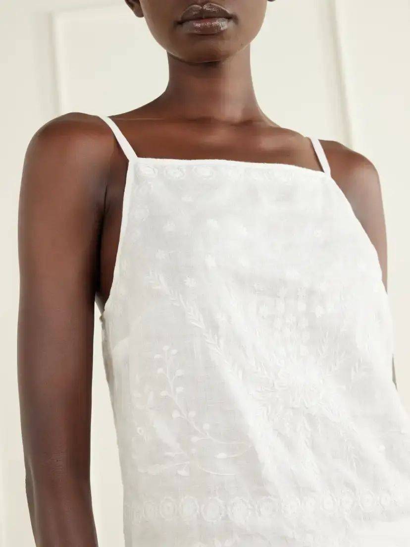 Eres Corail Embroidered Linen Tank | Thumbnail 4 Eres Corail Embroidered Linen Tank | Thumbnail 4