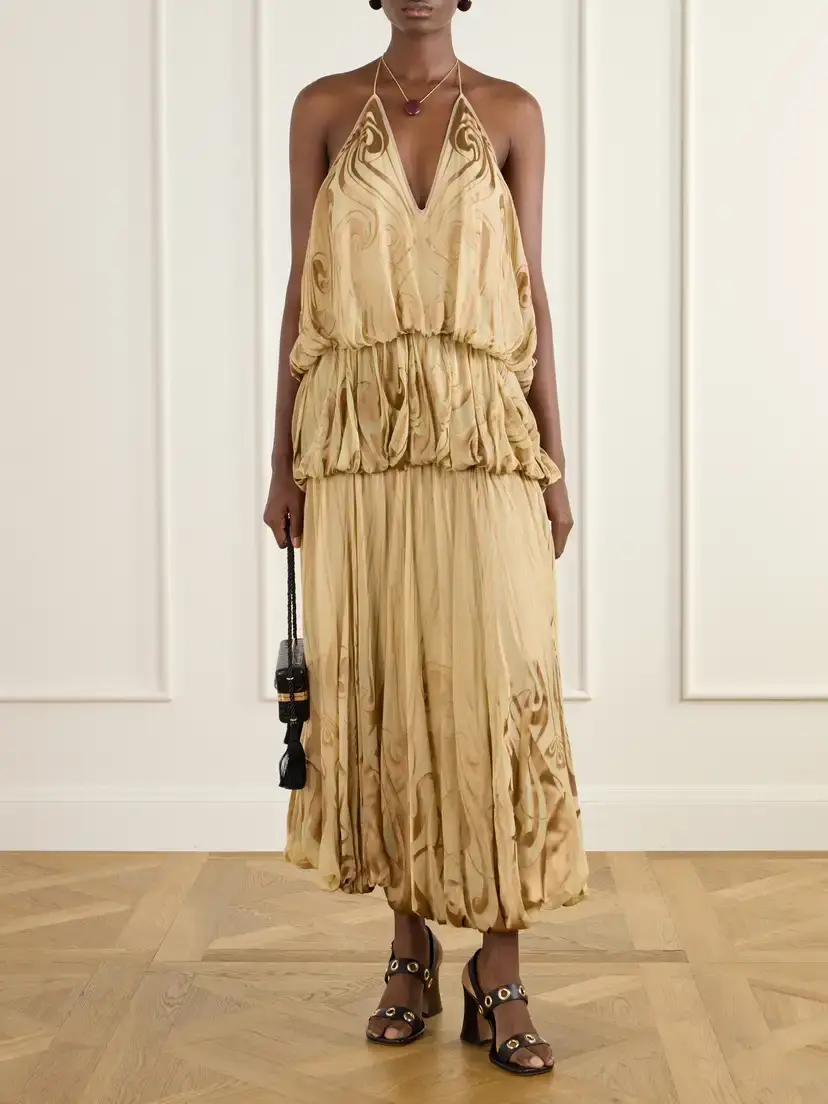 Zimmermann Momentum Tiered Ruffled Printed Silk-satin Halterneck Maxi Dress | Thumbnail 2