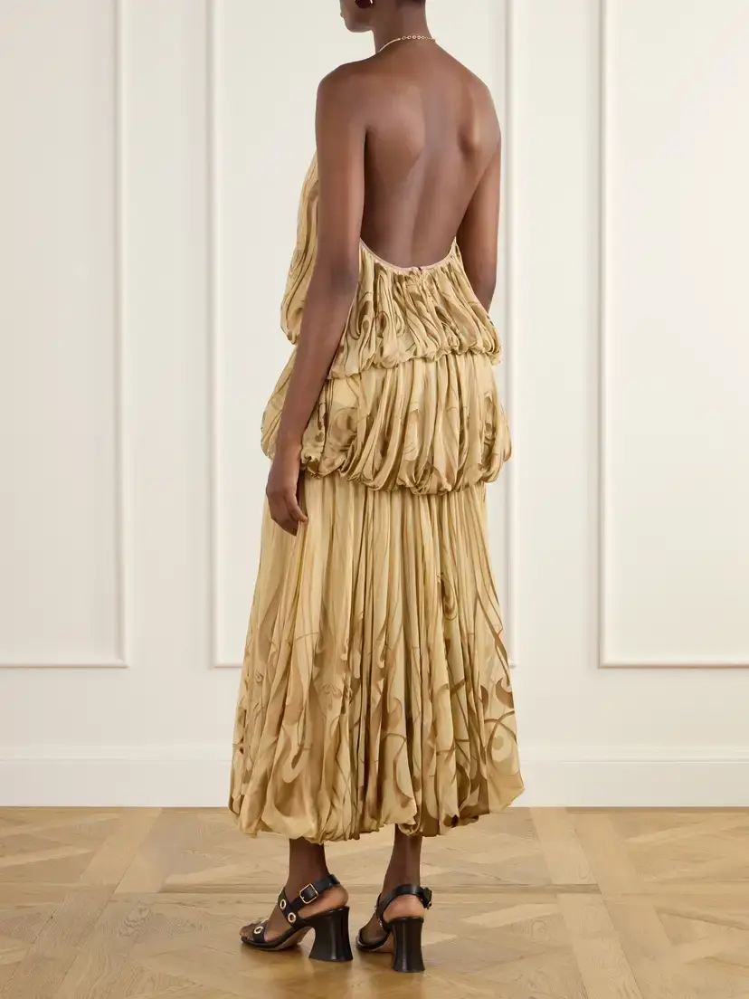 Zimmermann Momentum Tiered Ruffled Printed Silk-satin Halterneck Maxi Dress | Thumbnail 3