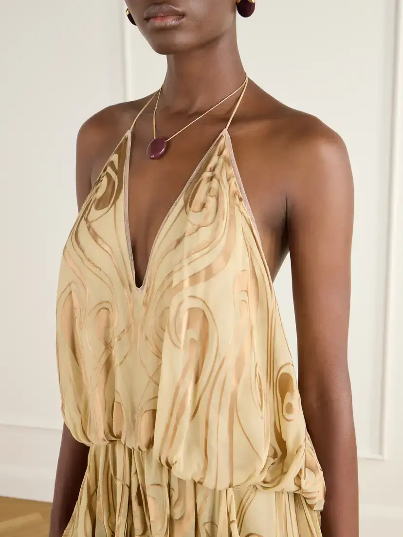 Zimmermann Momentum Tiered Ruffled Printed Silk-satin Halterneck Maxi Dress | Thumbnail 4