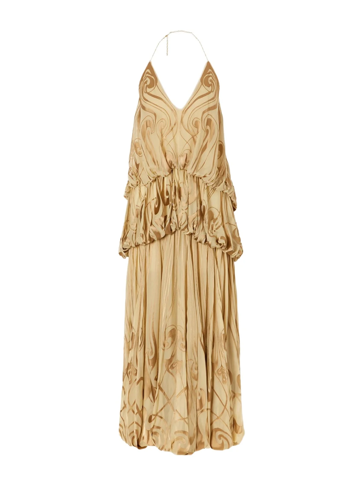 Zimmermann Momentum Tiered Ruffled Printed Silk-satin Halterneck Maxi Dress