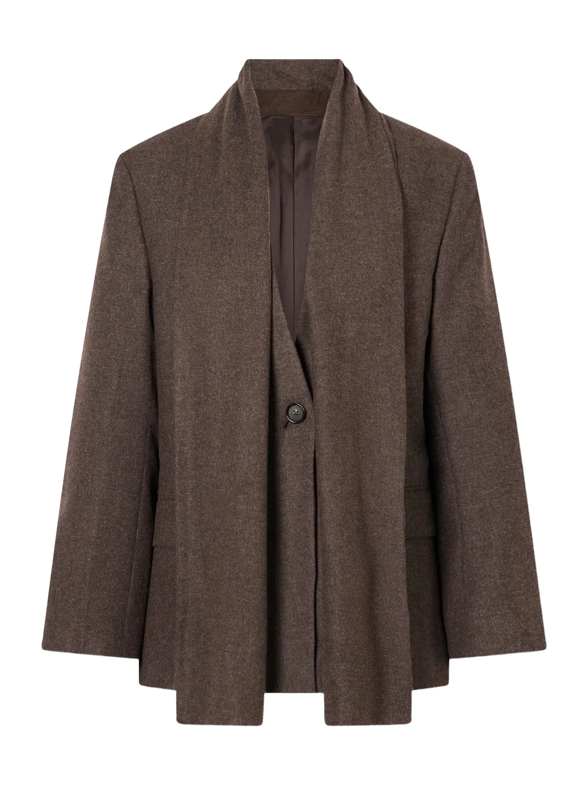 Scarf-detailed Flannel Blazer