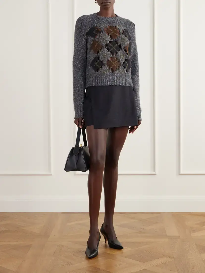 Kallmeyer Nina Cut-out Checked Wool-blend Sweater | Thumbnail 2 Kallmeyer Nina Cut-out Checked Wool-blend Sweater | Thumbnail 2
