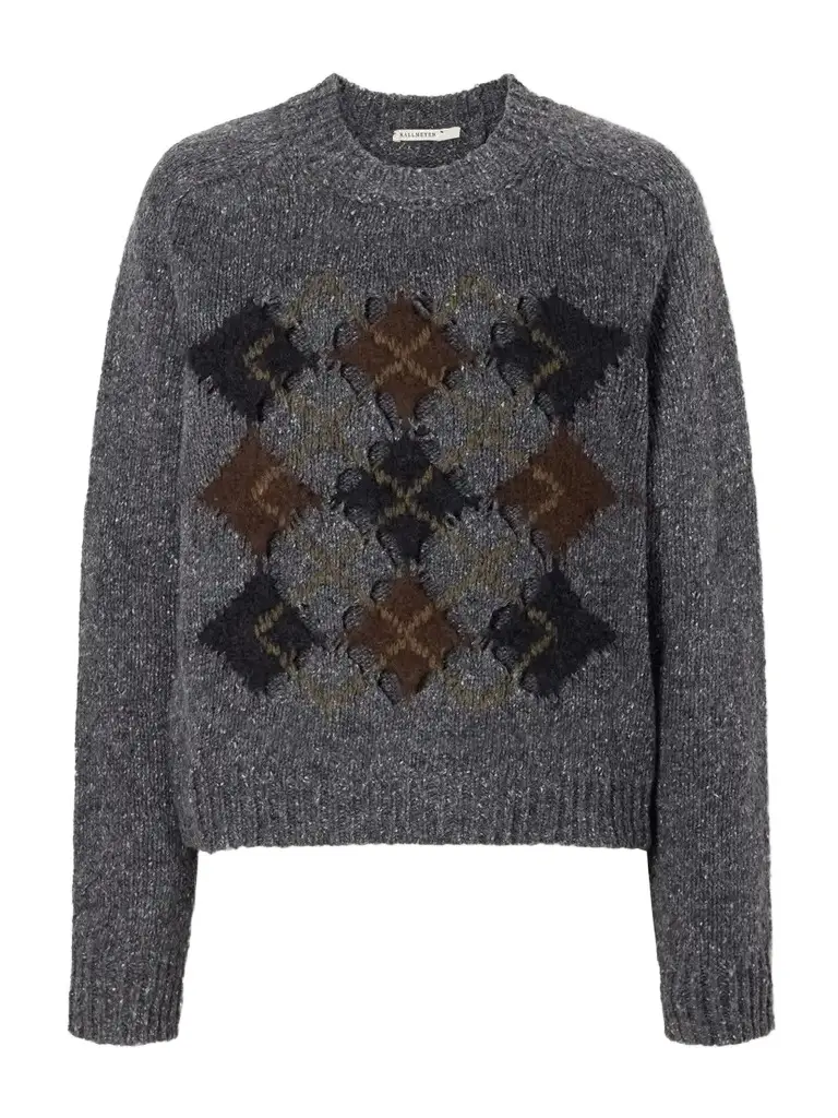 Kallmeyer Nina Cut-out Checked Wool-blend Sweater