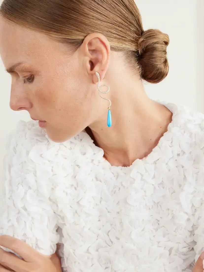 OLE LYNGGAARD COPENHAGEN Snakes 18-karat Gold, Turquoise And Diamond Earrings | Thumbnail 2 OLE LYNGGAARD COPENHAGEN Snakes 18-karat Gold, Turquoise And Diamond Earrings | Thumbnail 2