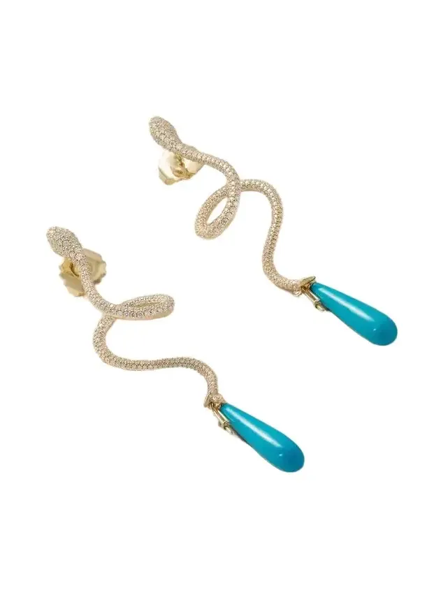 Snakes 18-karat Gold, Turquoise And Diamond Earrings - Blue Snakes 18-karat Gold, Turquoise And Diamond Earrings - Blue