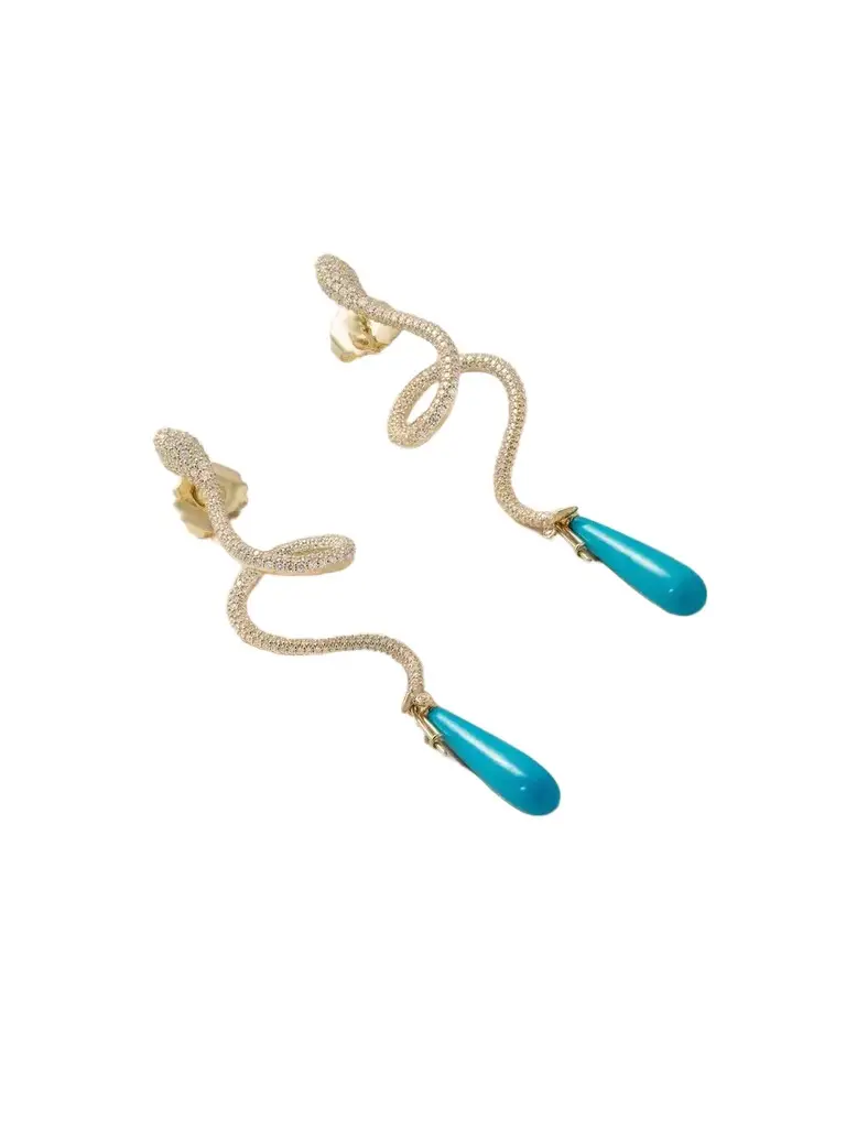 OLE LYNGGAARD COPENHAGEN Snakes 18-karat Gold, Turquoise And Diamond Earrings